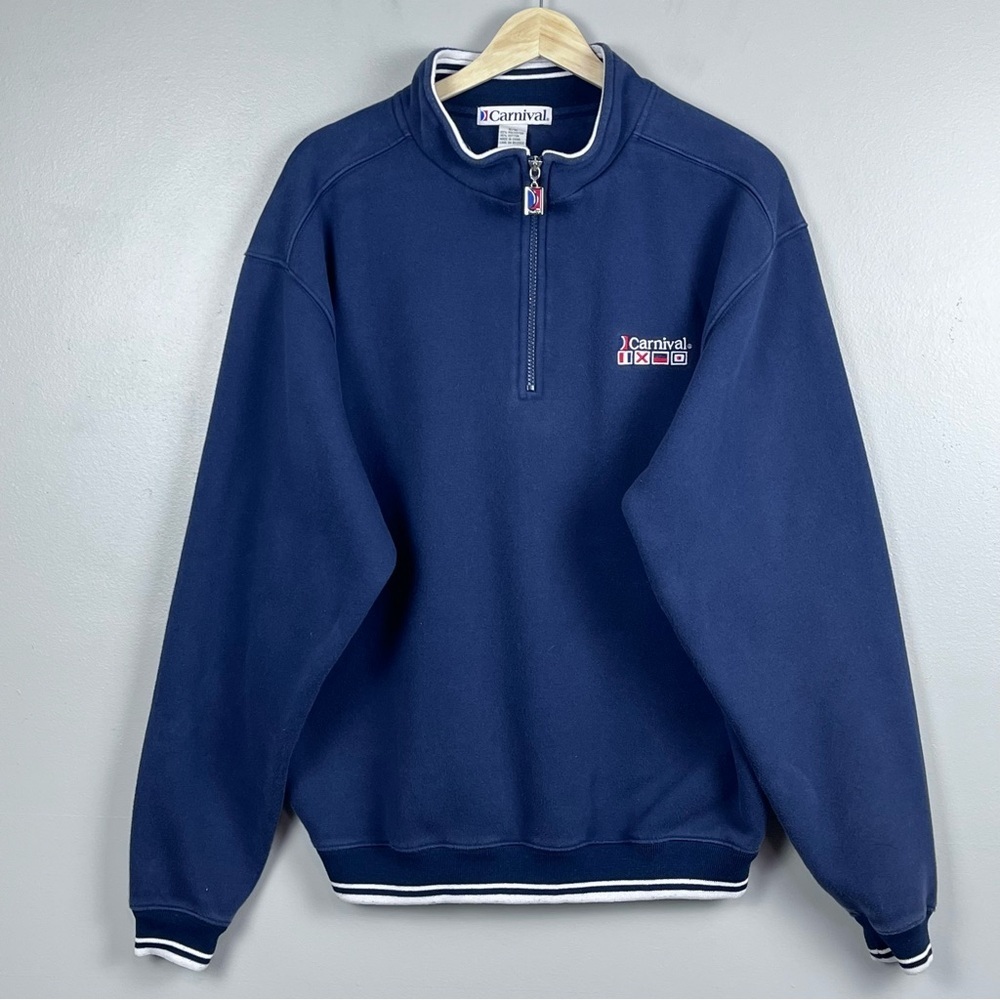 Carnival Cruise Lines Men's 1/4 Zip Logo Pullover Size S; Travel, Cruising